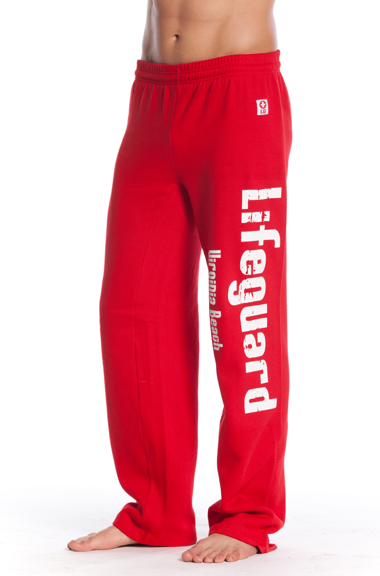 Guys Red Printed Fleece Sweatpant | Beach Lifeguard